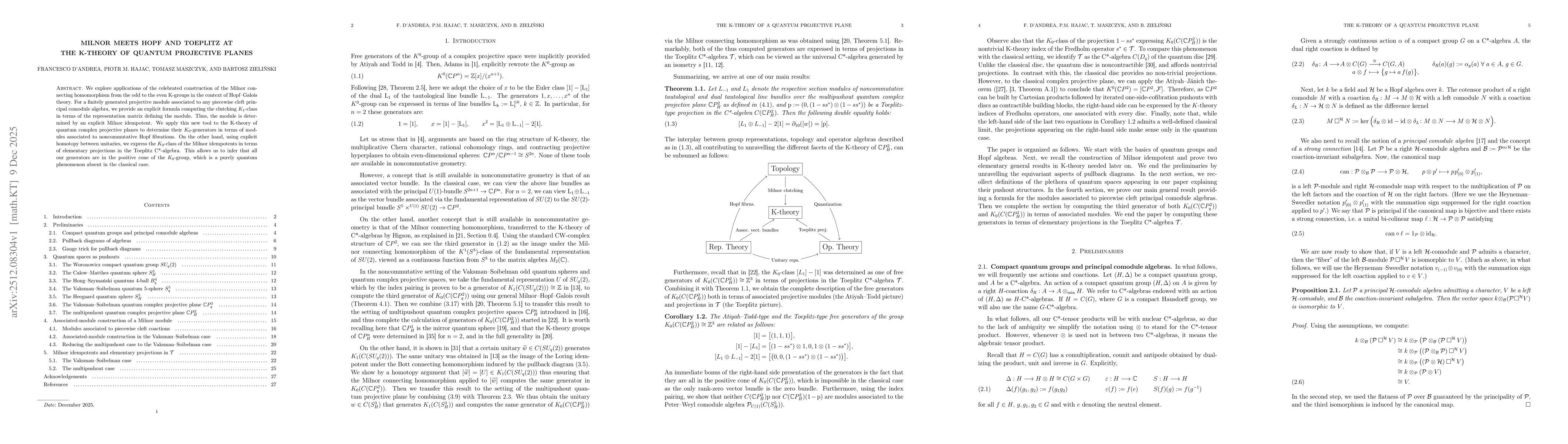 Thumbnail for Milnor meets Hopf and Toeplitz at the K-theory of quantum projective planes