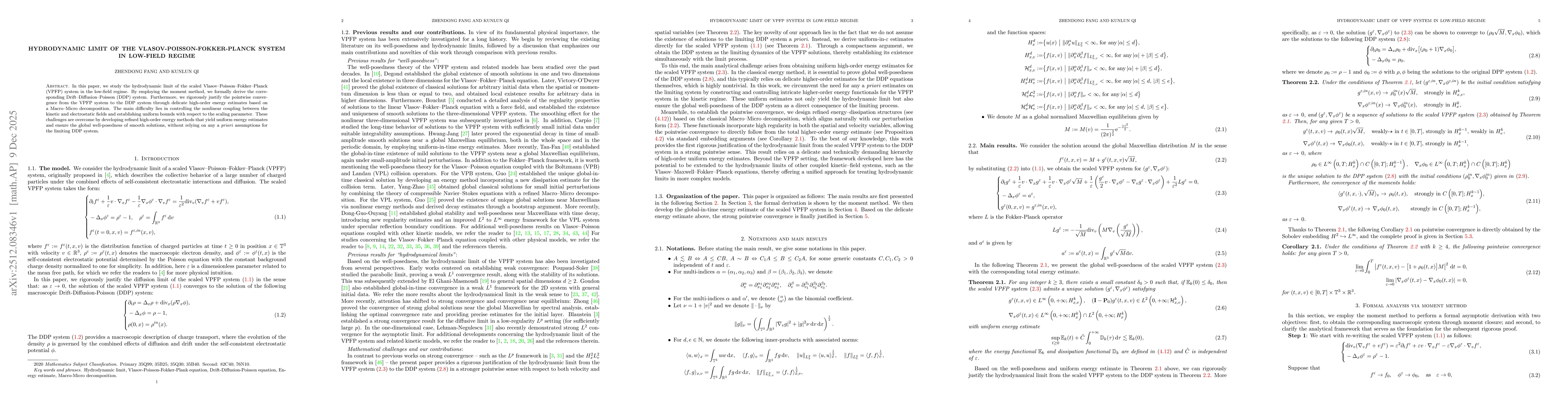 Thumbnail for Hydrodynamic limit of the Vlasov-Poisson-Fokker-Planck system in low-field regime