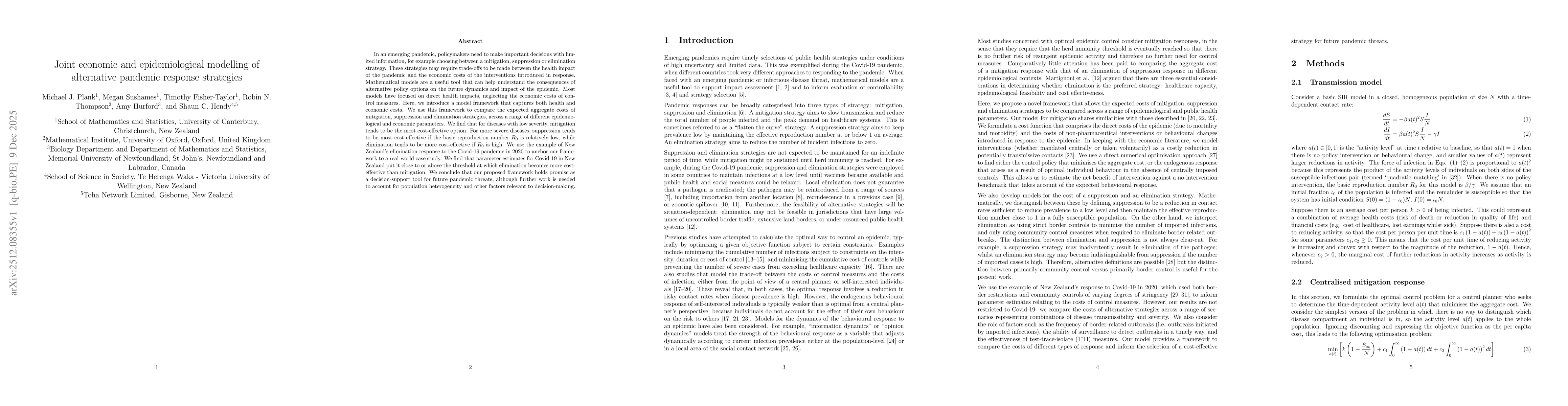 Thumbnail for Joint economic and epidemiological modelling of alternative pandemic response strategies