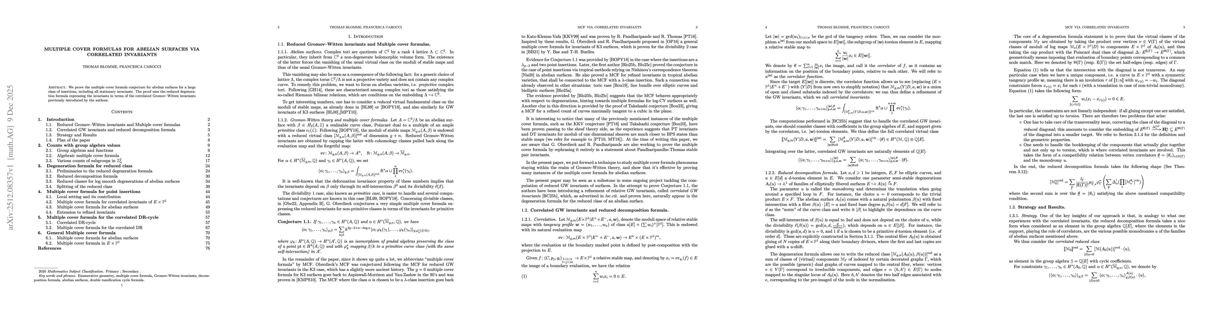Thumbnail for Multiple cover formulas for abelian surfaces via correlated invariants
