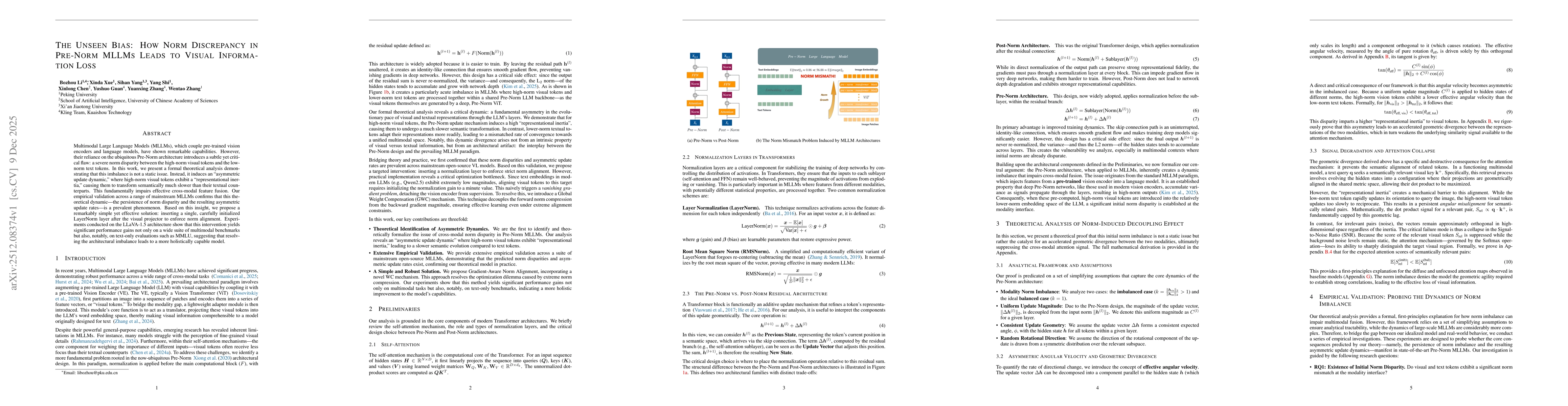 Thumbnail for The Unseen Bias: How Norm Discrepancy in Pre-Norm MLLMs Leads to Visual Information Loss