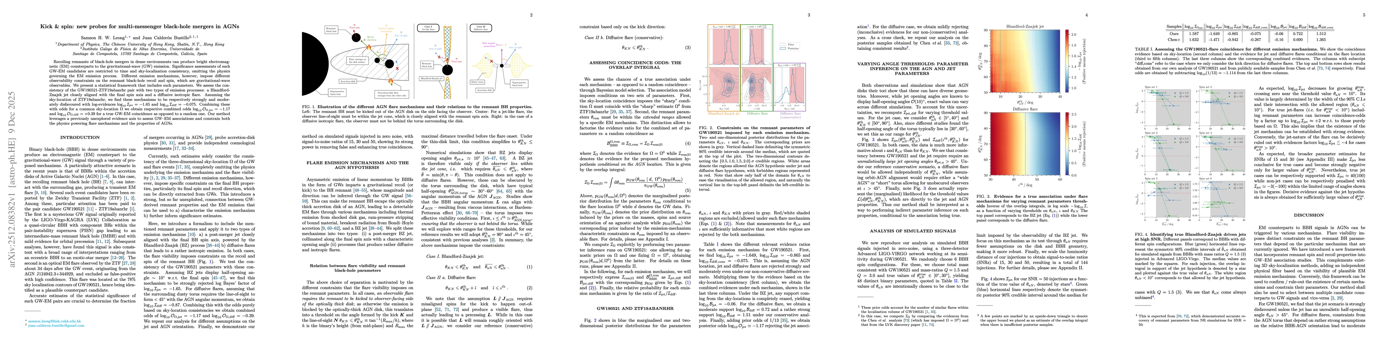 Thumbnail for Kick & spin: new probes for multi-messenger black-hole mergers in AGNs