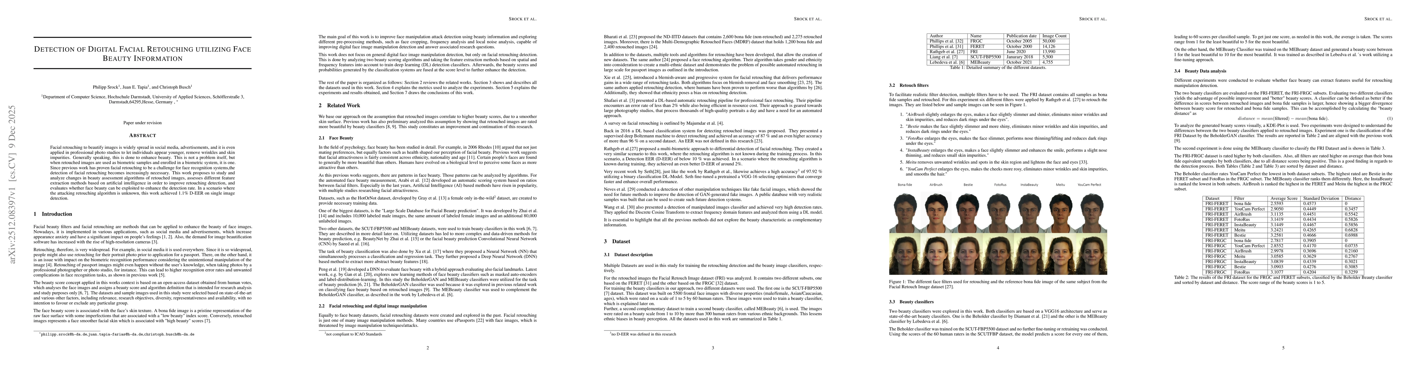 Thumbnail for Detection of Digital Facial Retouching utilizing Face Beauty Information