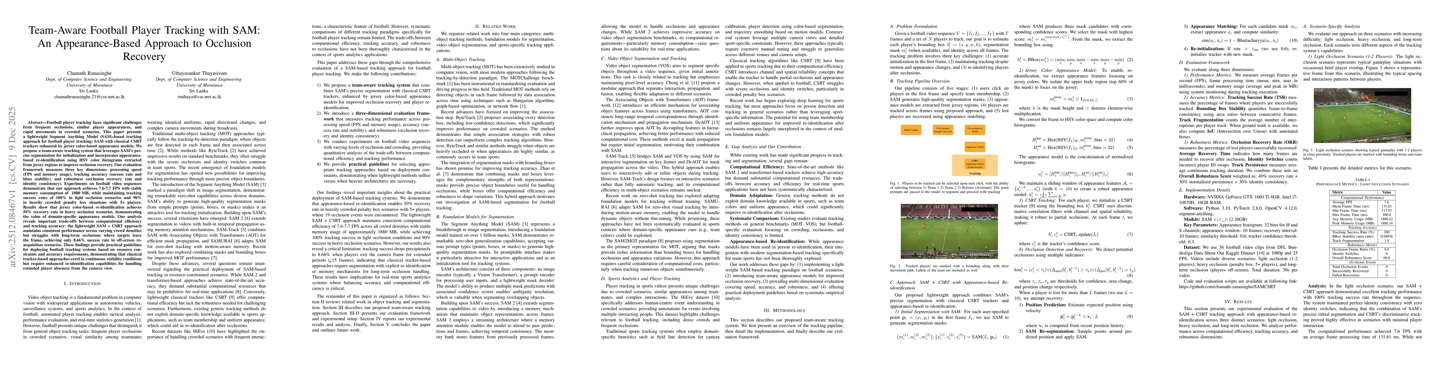 Thumbnail for Team-Aware Football Player Tracking with SAM: An Appearance-Based Approach to Occlusion Recovery