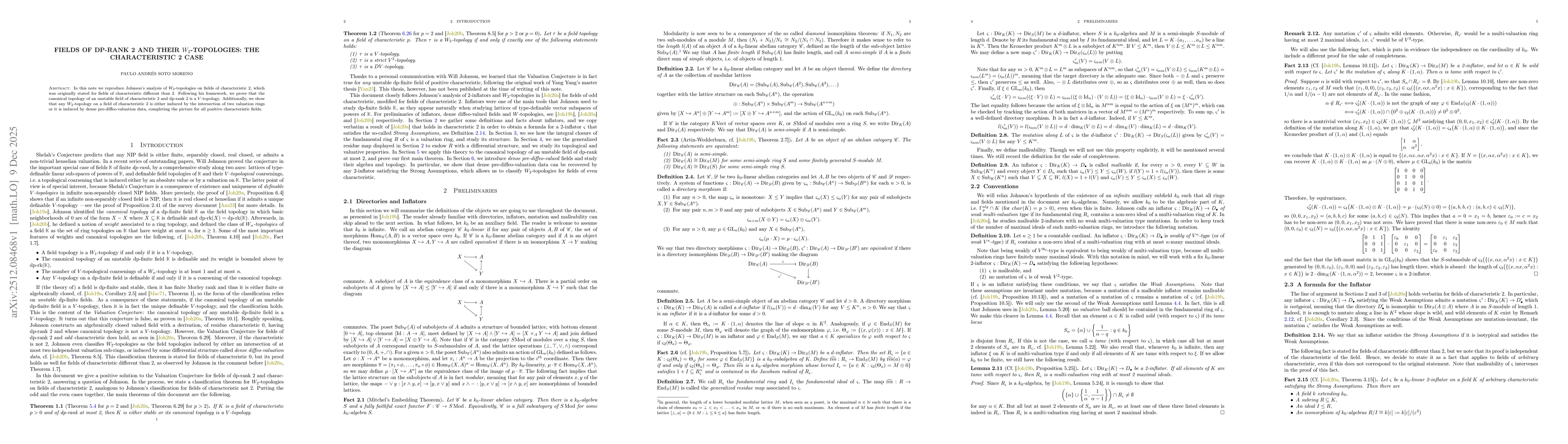 Thumbnail for Fields of dp-Rank 2 and their W_2-Topologies: The Characteristic 2 Case