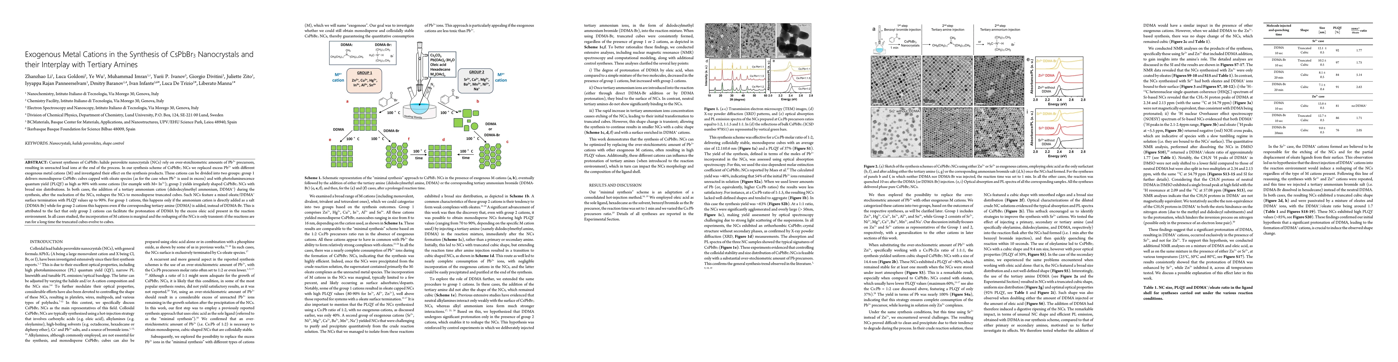 Thumbnail for Exogenous Metal Cations in the Synthesis of CsPbBr3 Nanocrystals and their Interplay with Tertiary Amines