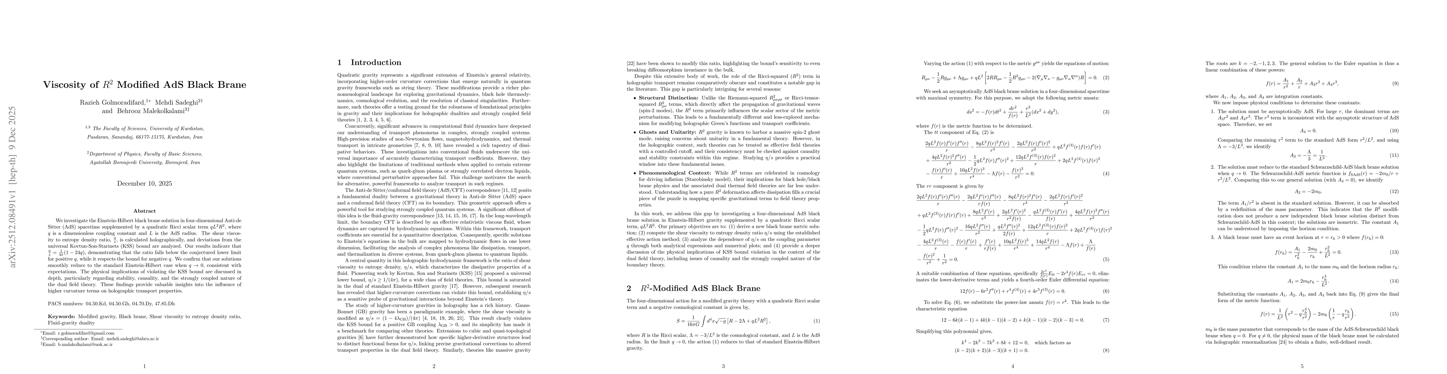 Thumbnail for Viscosity of $R^2$ Modified AdS Black Brane