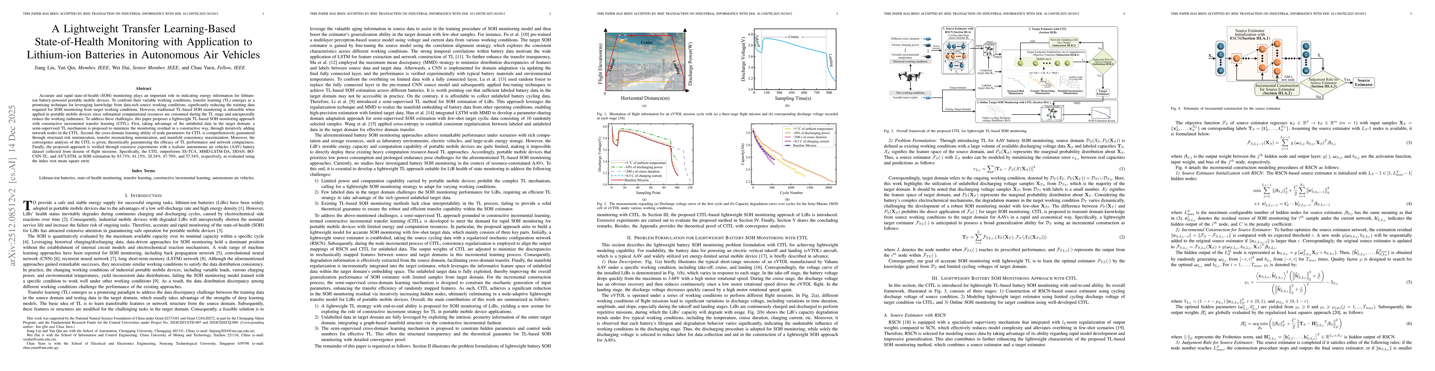 Thumbnail for A Lightweight Transfer Learning-Based State-of-Health Monitoring with Application to Lithium-ion Batteries in Unmanned Air Vehicles