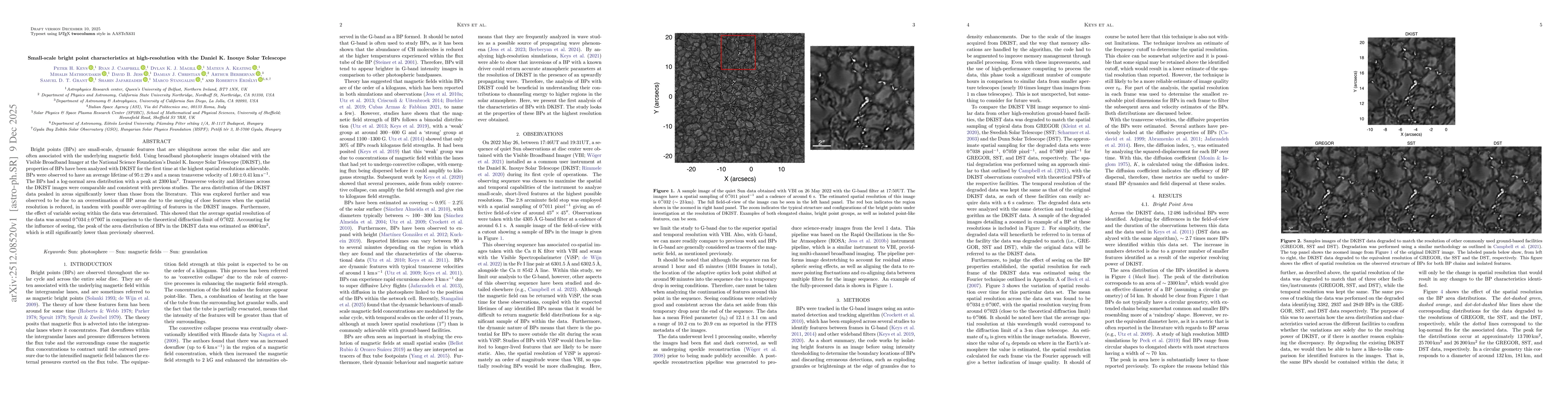 Thumbnail for Small-scale bright point characteristics at high-resolution with the Daniel K. Inouye Solar Telescope