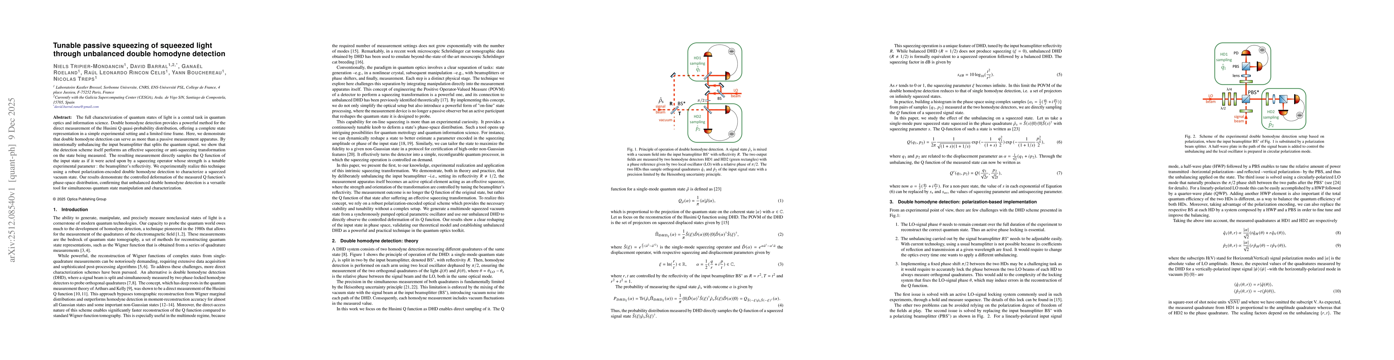 Thumbnail for Tunable passive squeezing of squeezed light through unbalanced double homodyne detection