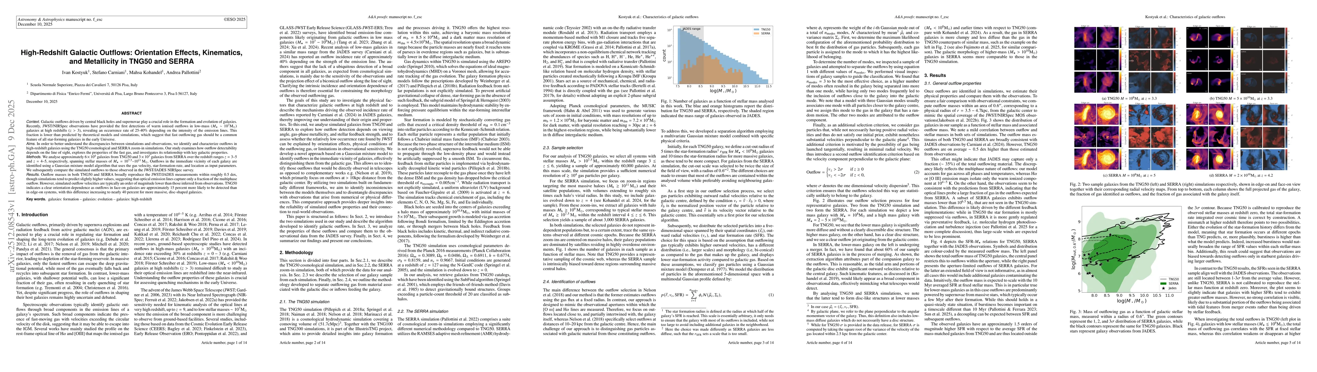 Thumbnail for High-Redshift Galactic Outflows: Orientation Effects, Kinematics, and Metallicity in TNG50 and SERRA