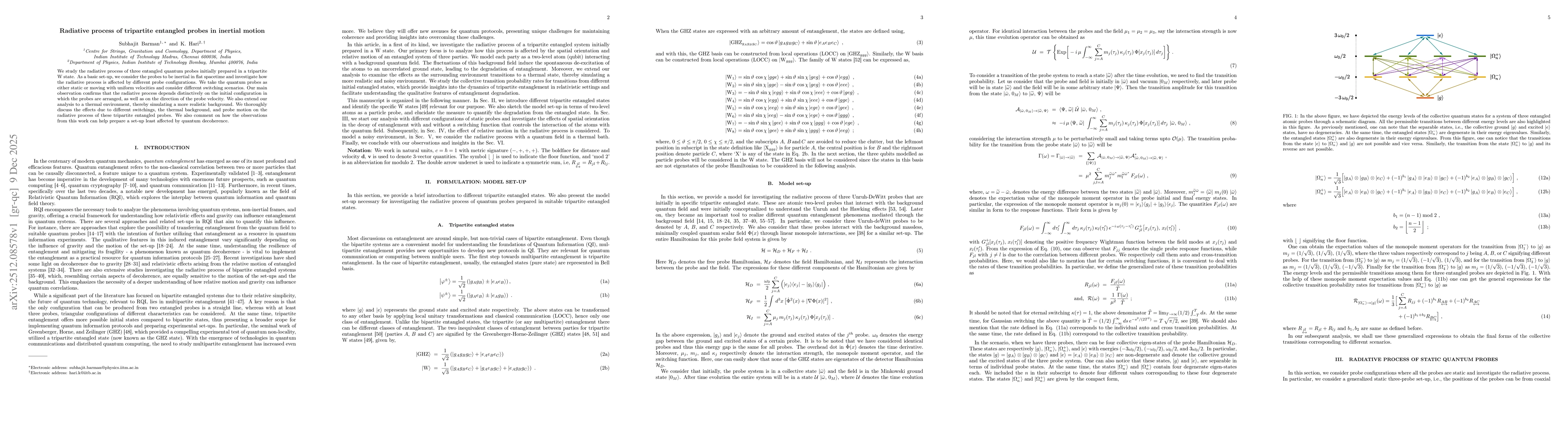 Thumbnail for Radiative process of tripartite entangled probes in inertial motion