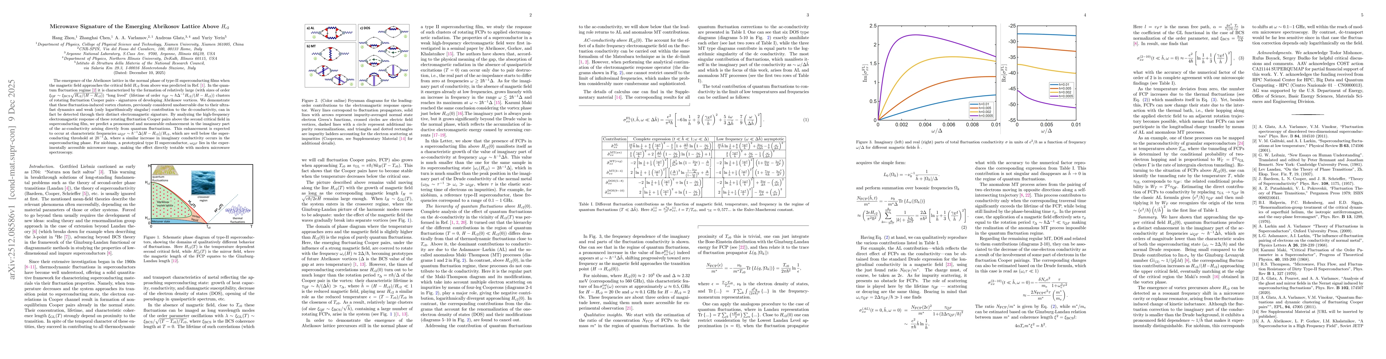 Thumbnail for Microwave Signature of the Emerging Abrikosov Lattice Above $H_{c2}$