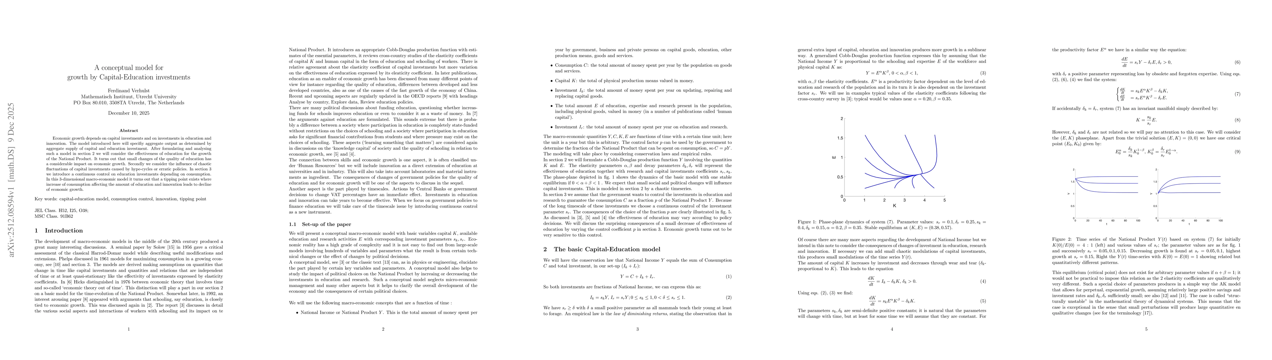 Thumbnail for A conceptual model for growth by Capital-Education investments