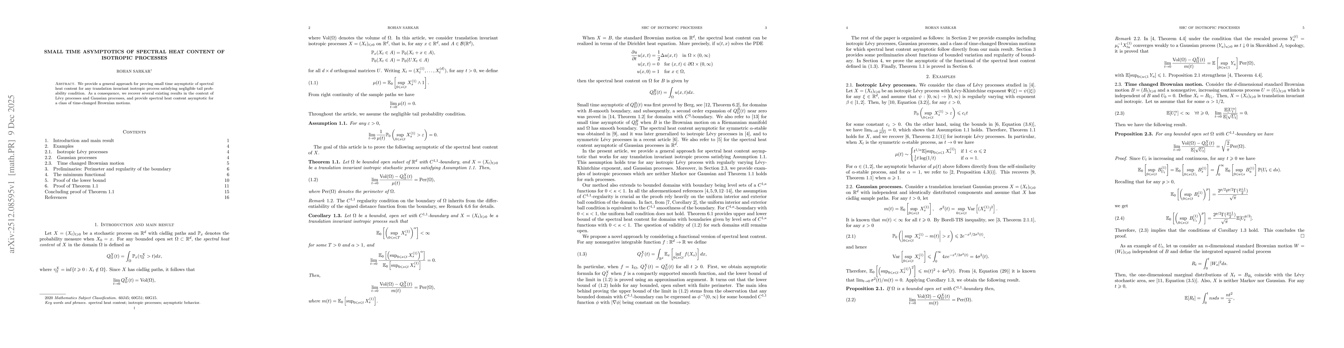Thumbnail for Small time asymptotics of spectral heat content of isotropic processes