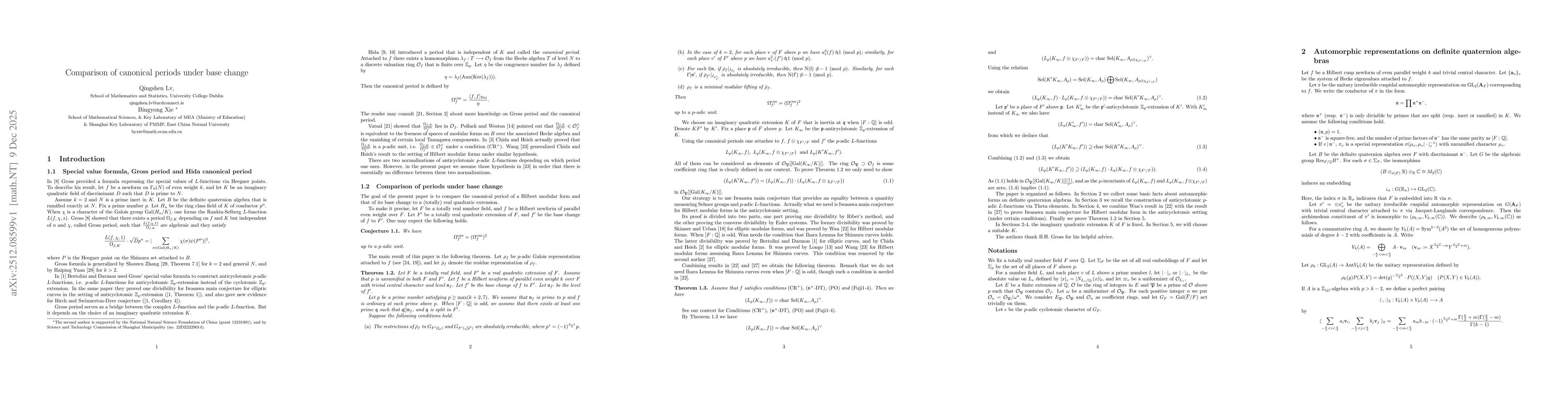 Thumbnail for Comparison of canonical periods under base change