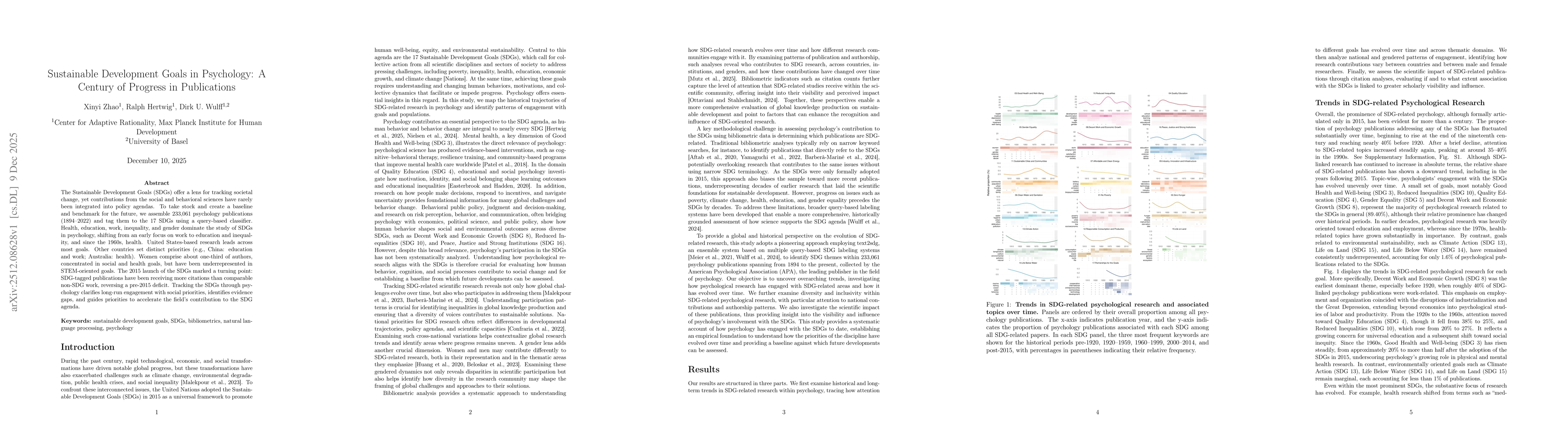 Thumbnail for Sustainable Development Goals in Psychology: A Century of Progress in Publications