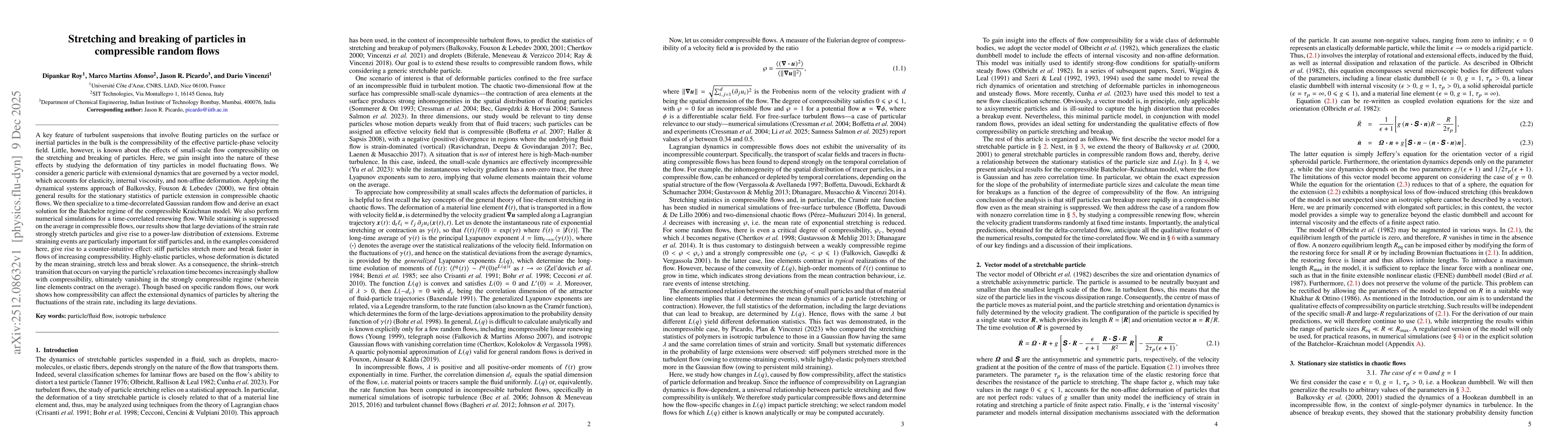 Thumbnail for Stretching and breaking of particles in compressible random flows
