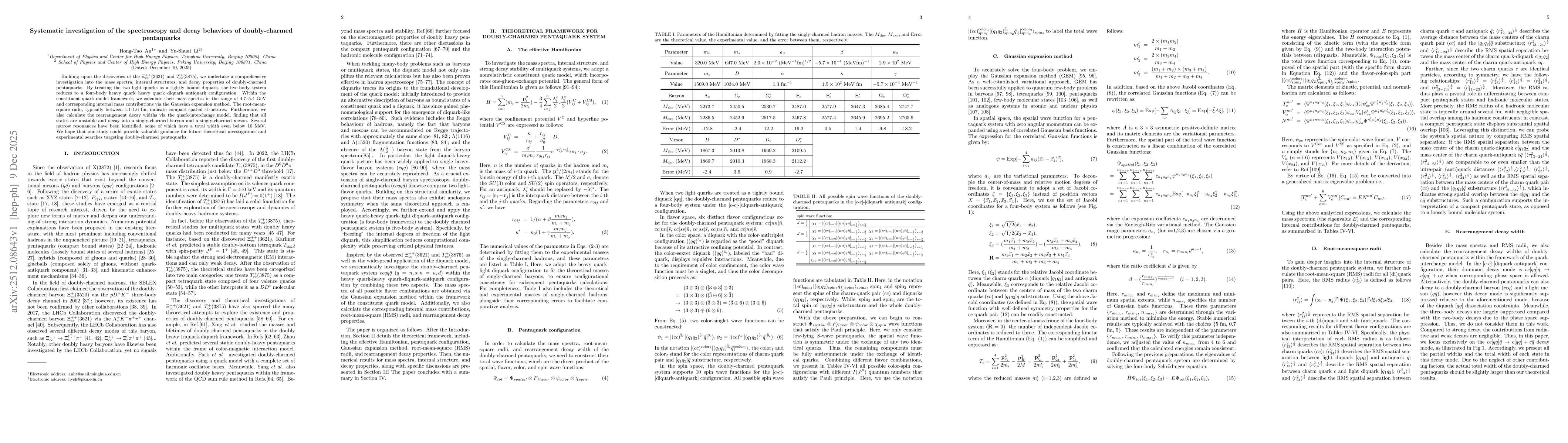 Thumbnail for Systematic investigation of the spectroscopy and decay behaviors of doubly-charmed pentaquarks