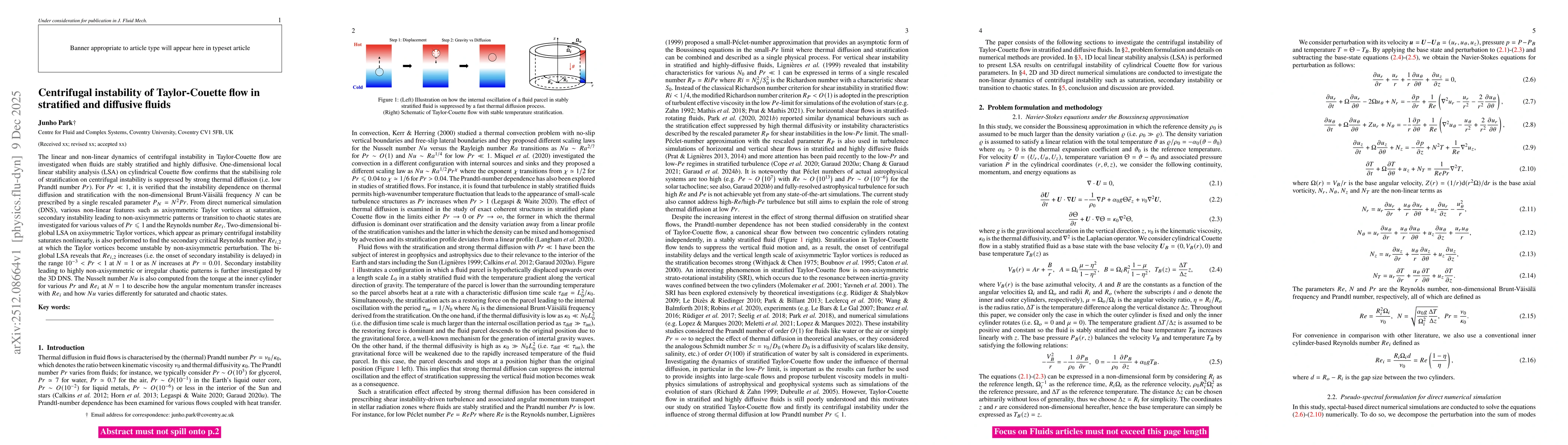 Thumbnail for Centrifugal instability of Taylor-Couette flow in stratified and diffusive fluids