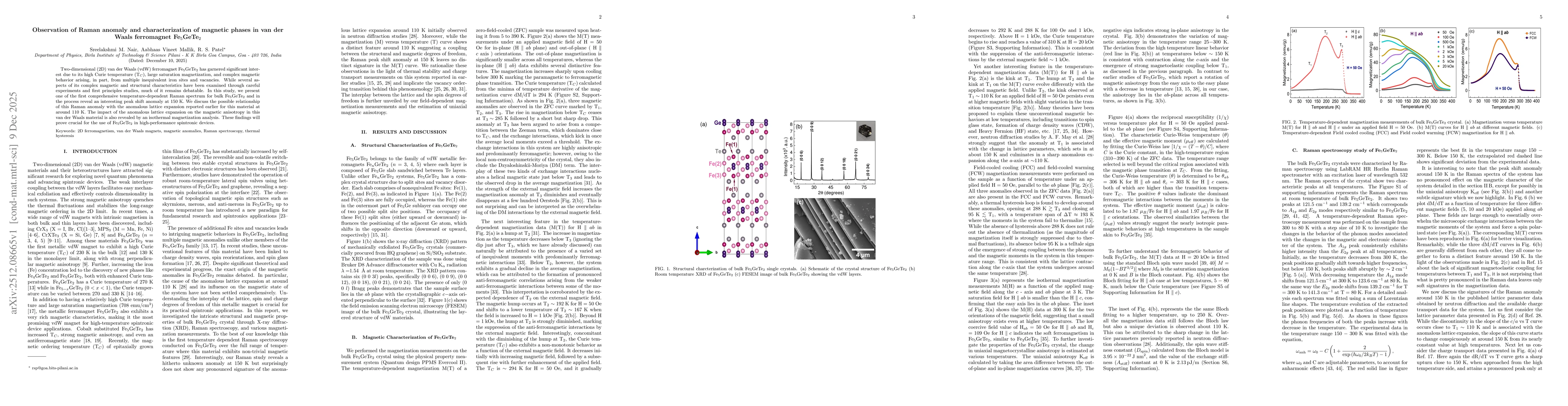 Thumbnail for Observation of Raman anomaly and characterization of magnetic phases in van der Waals ferromagnet Fe$_5$GeTe$_2$