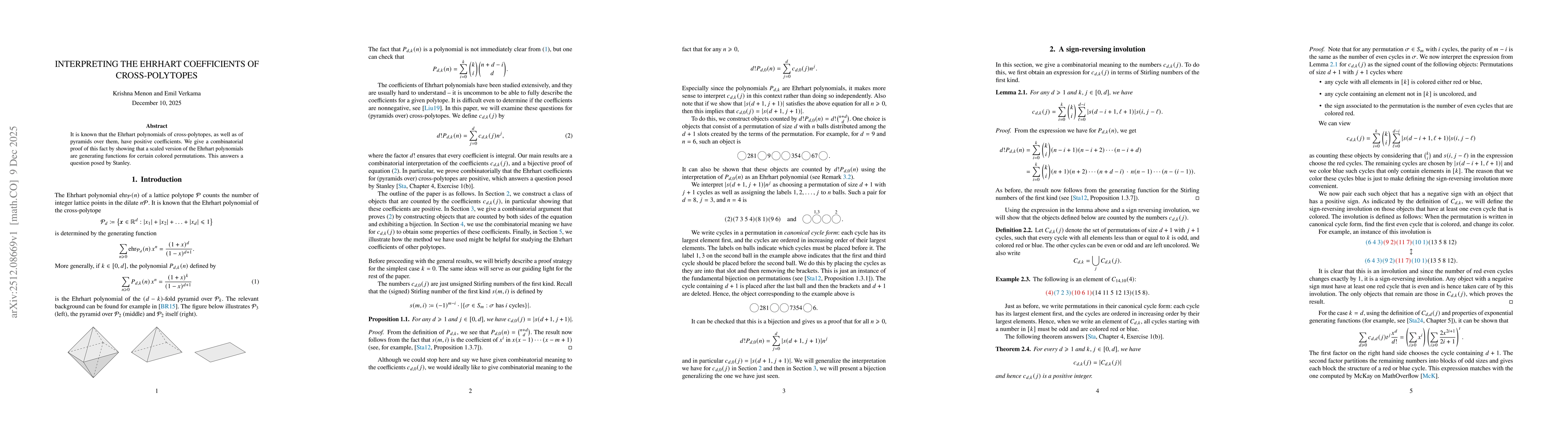 Thumbnail for Interpreting the Ehrhart coefficients of cross-polytopes