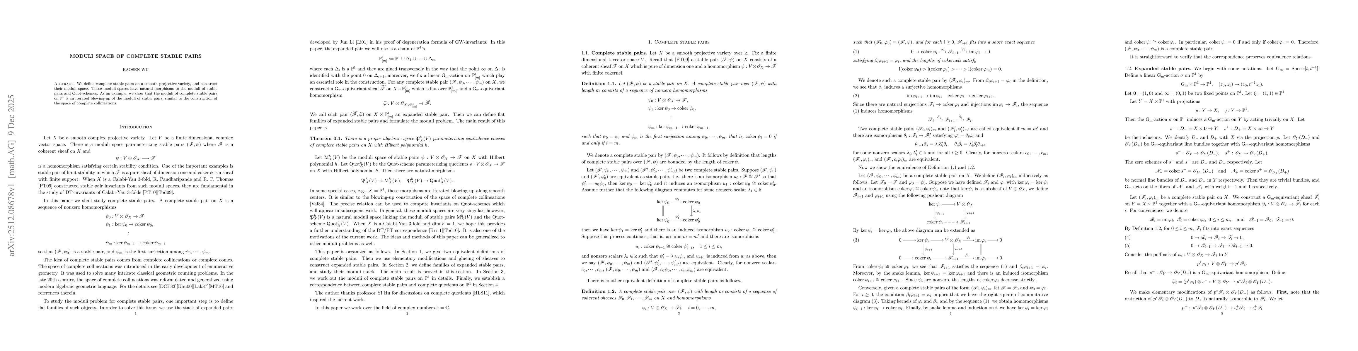 Thumbnail for Moduli space of complete stable pairs