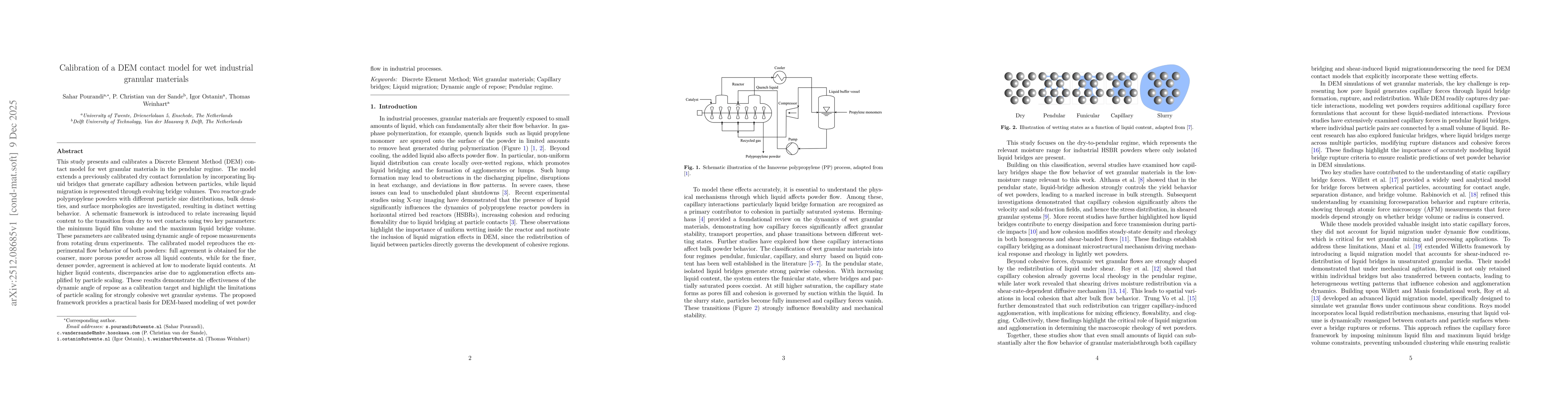 Thumbnail for Calibration of a DEM contact model for wet industrial granular materials