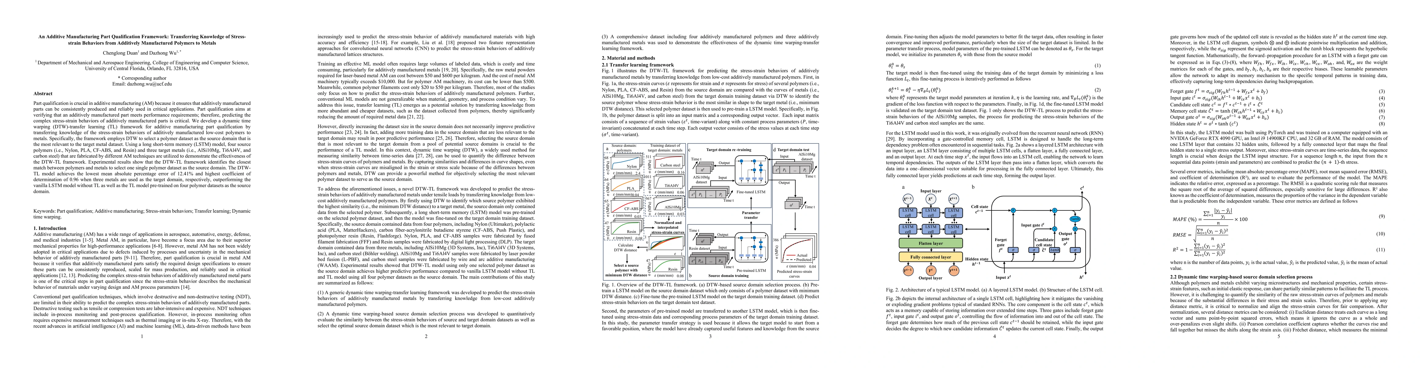 Thumbnail for An Additive Manufacturing Part Qualification Framework: Transferring Knowledge of Stress-strain Behaviors from Additively Manufactured Polymers to Metals