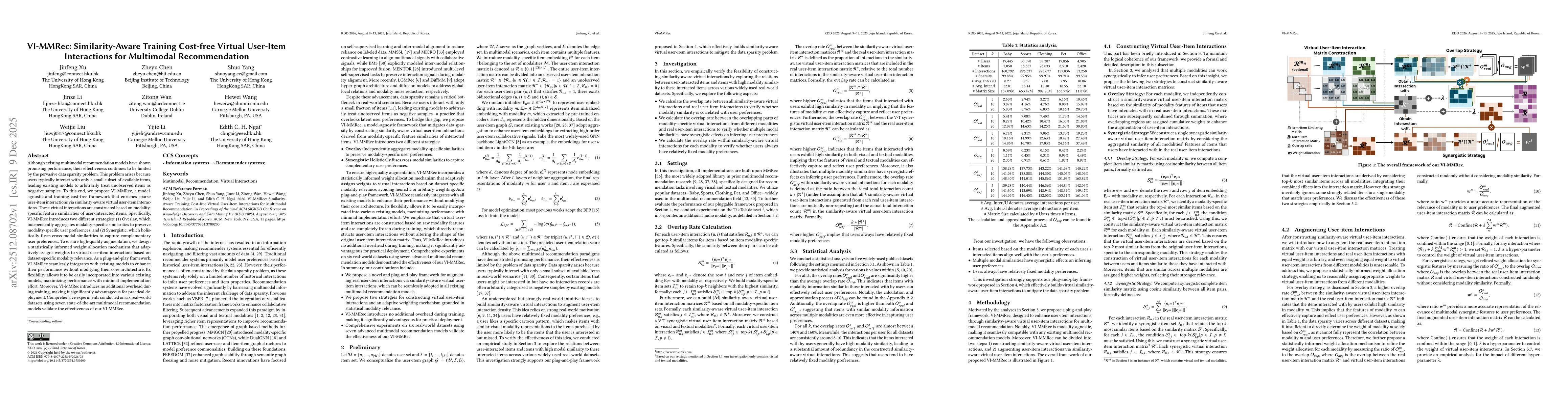 Thumbnail for VI-MMRec: Similarity-Aware Training Cost-free Virtual User-Item Interactions for Multimodal Recommendation
