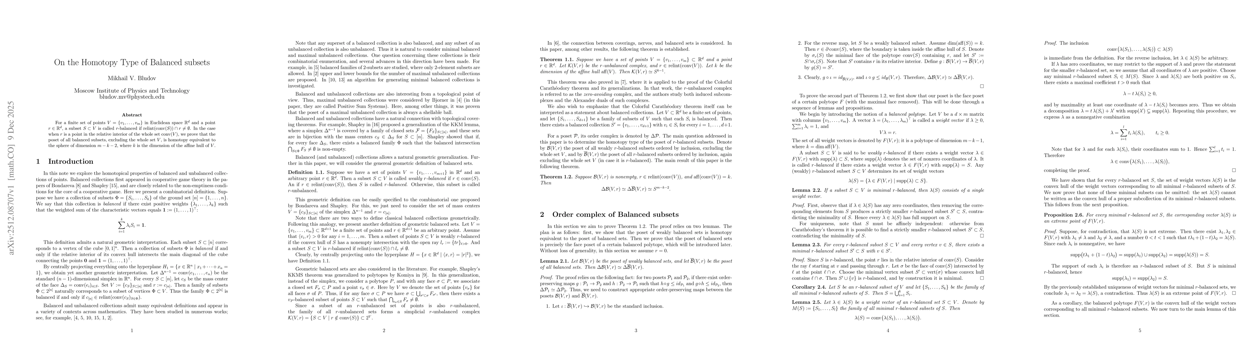 Thumbnail for On the Homotopy Type of Balanced subsets