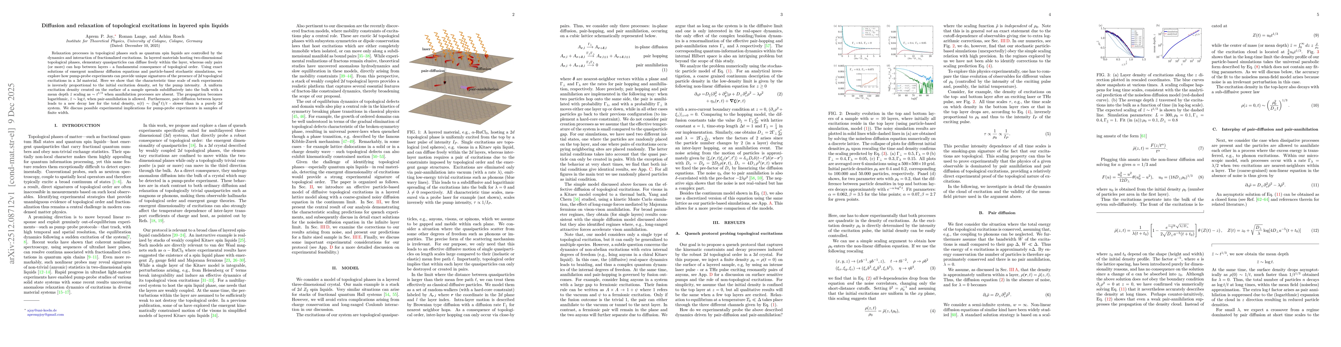 Thumbnail for Diffusion and relaxation of topological excitations in layered spin liquids