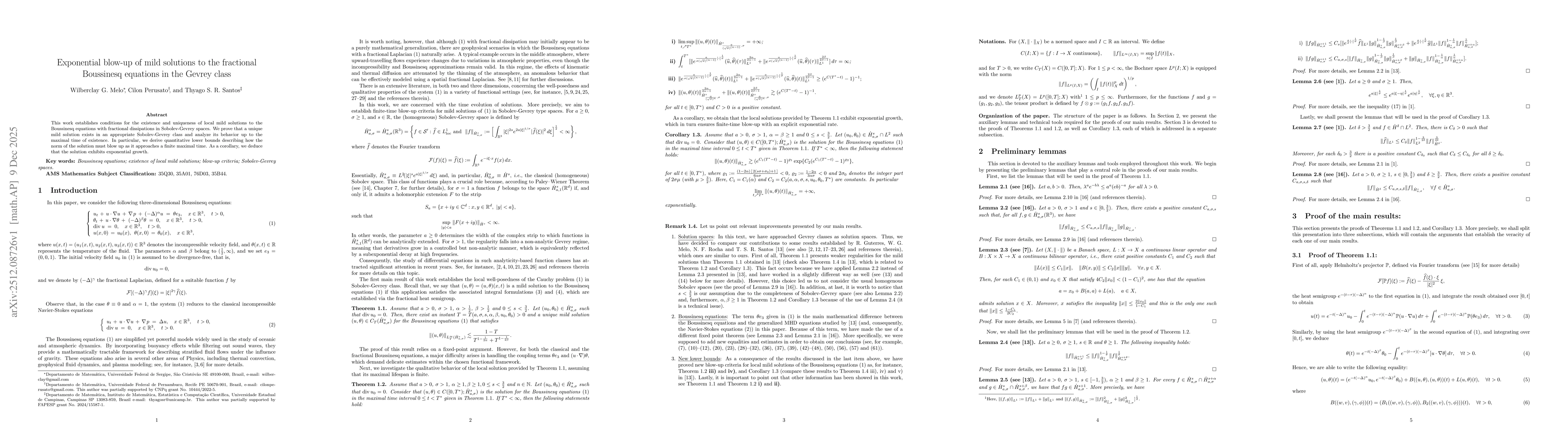 Thumbnail for Exponential blow-up of mild solutions to the fractional Boussinesq equations in the Gevrey class