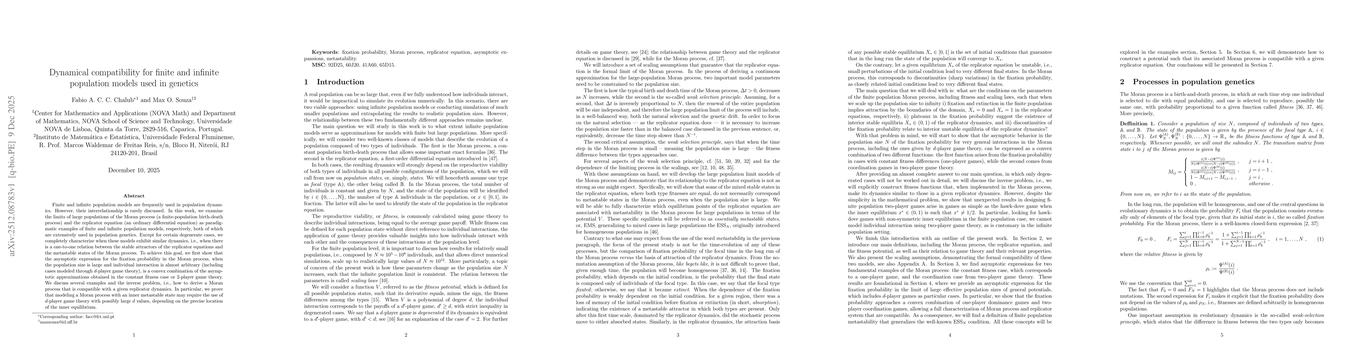 Thumbnail for Dynamical compatibility for finite and infinite population models used in genetics