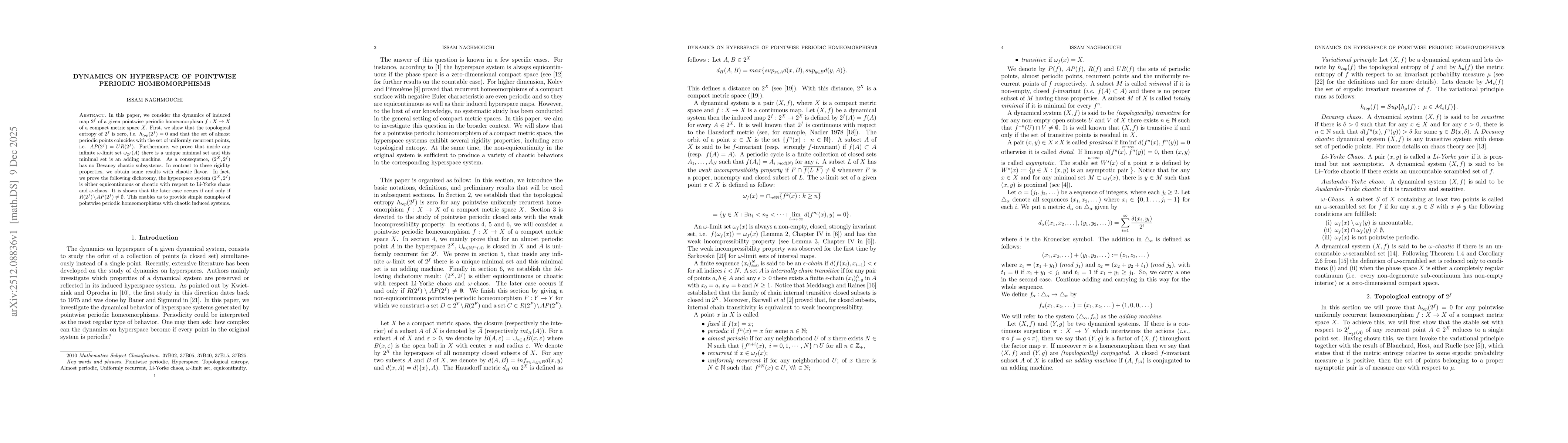 Thumbnail for Dynamics on Hyperspace of Pointwise Periodic Homeomorphisms