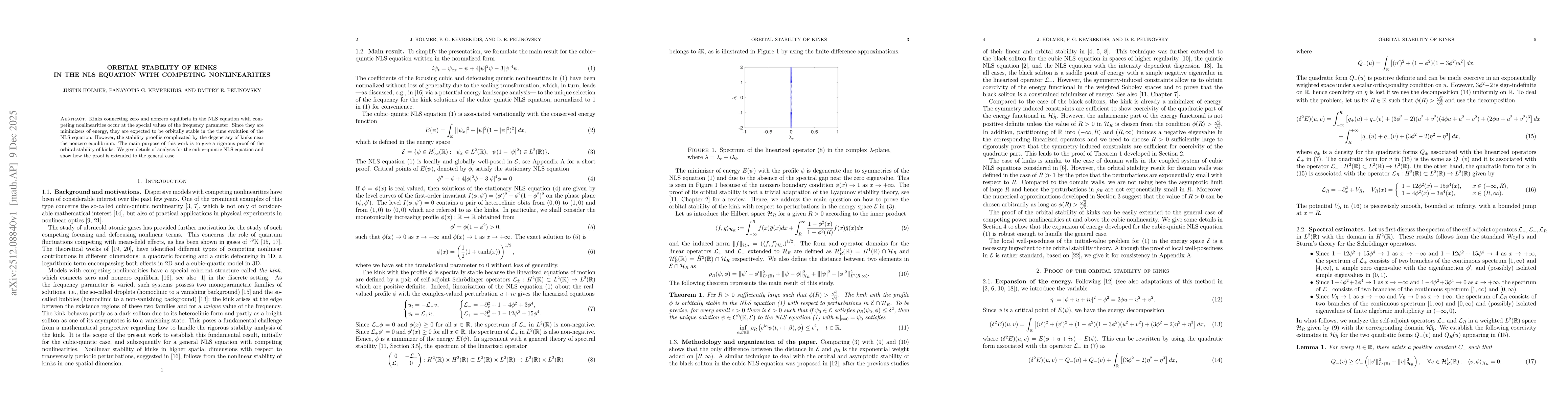 Thumbnail for Orbital stability of kinks in the NLS equation with competing nonlinearities