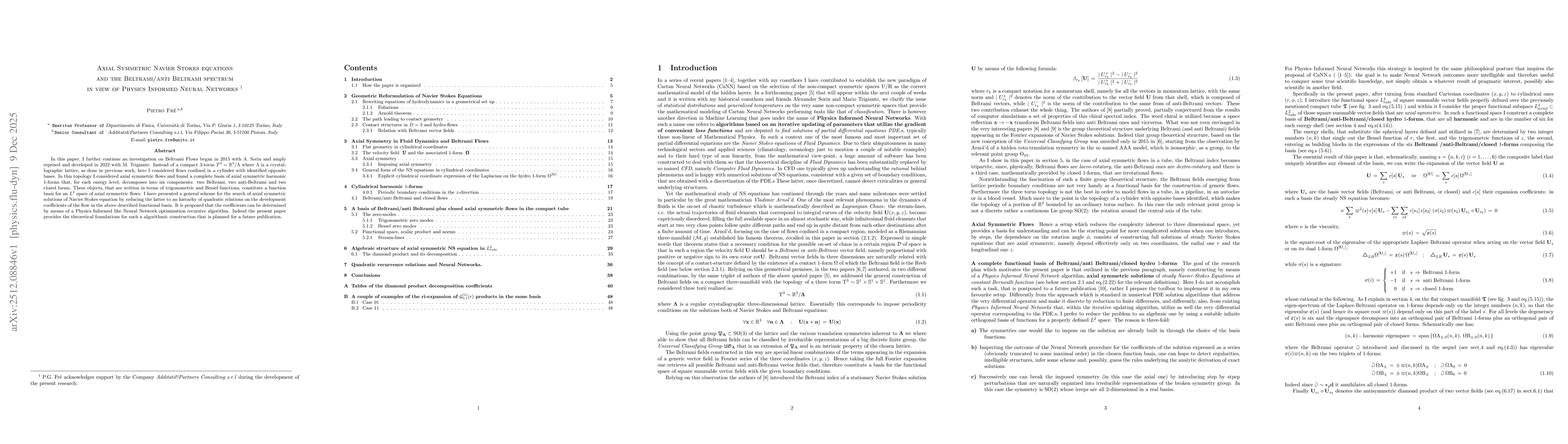 Thumbnail for Axial Symmetric Navier Stokes Equations and the Beltrami /anti Beltrami spectrum in view of Physics Informed Neural Networks