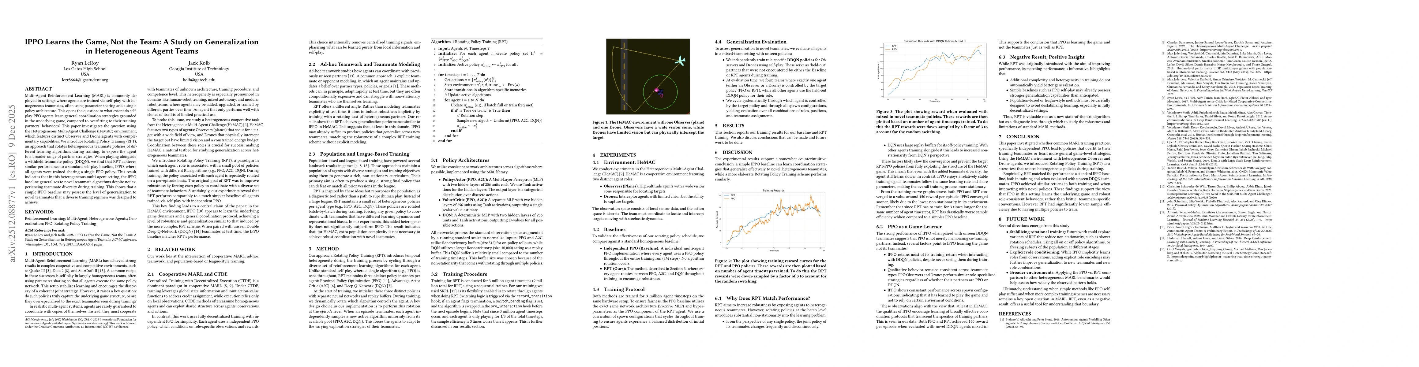 Thumbnail for IPPO Learns the Game, Not the Team: A Study on Generalization in Heterogeneous Agent Teams