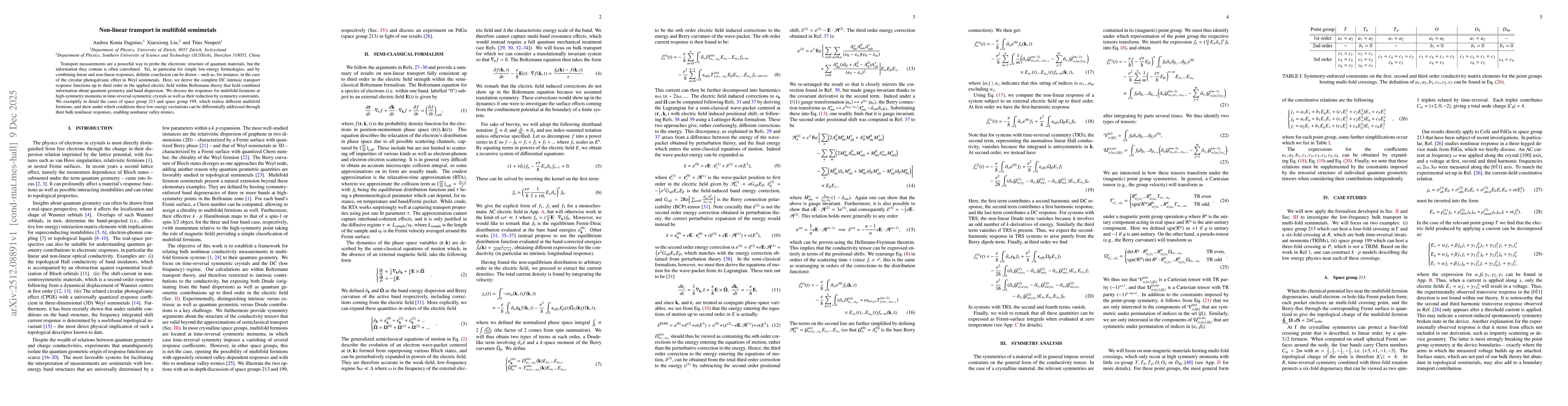 Thumbnail for Non-linear transport in multifold semimetals