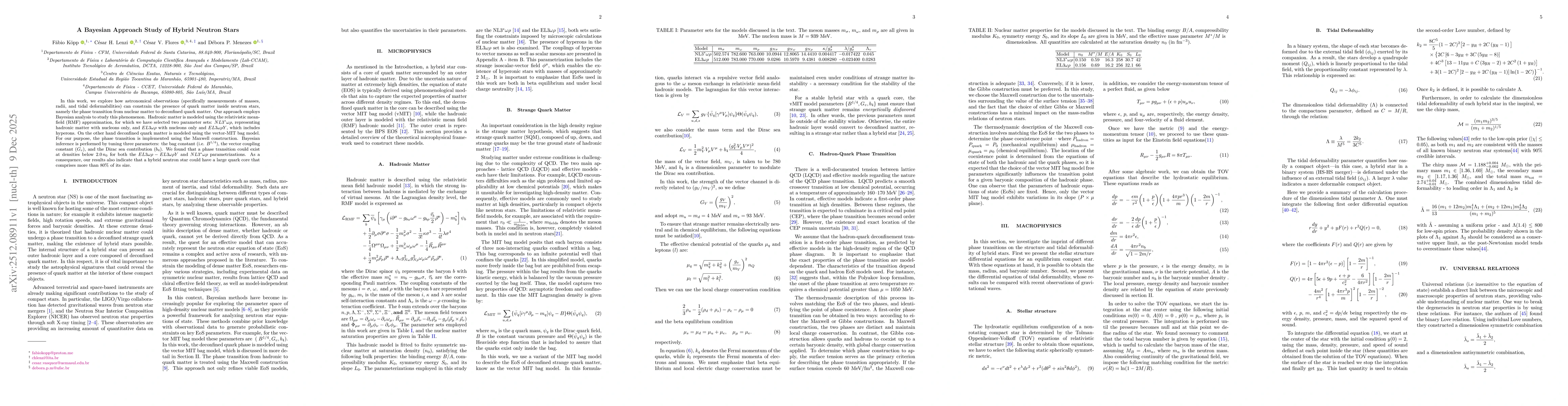 Thumbnail for A Bayesian Approach Study of Hybrid Neutron Stars