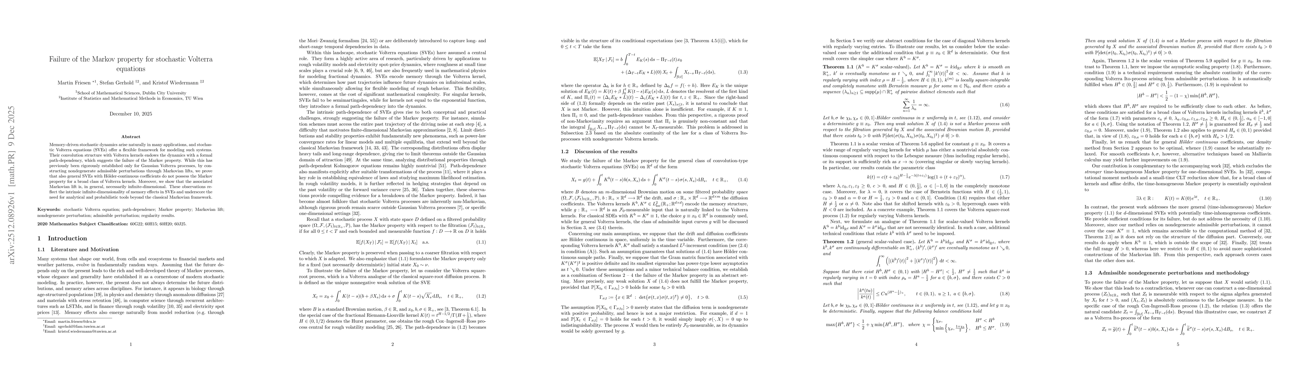 Thumbnail for Failure of the Markov property for stochastic Volterra equations