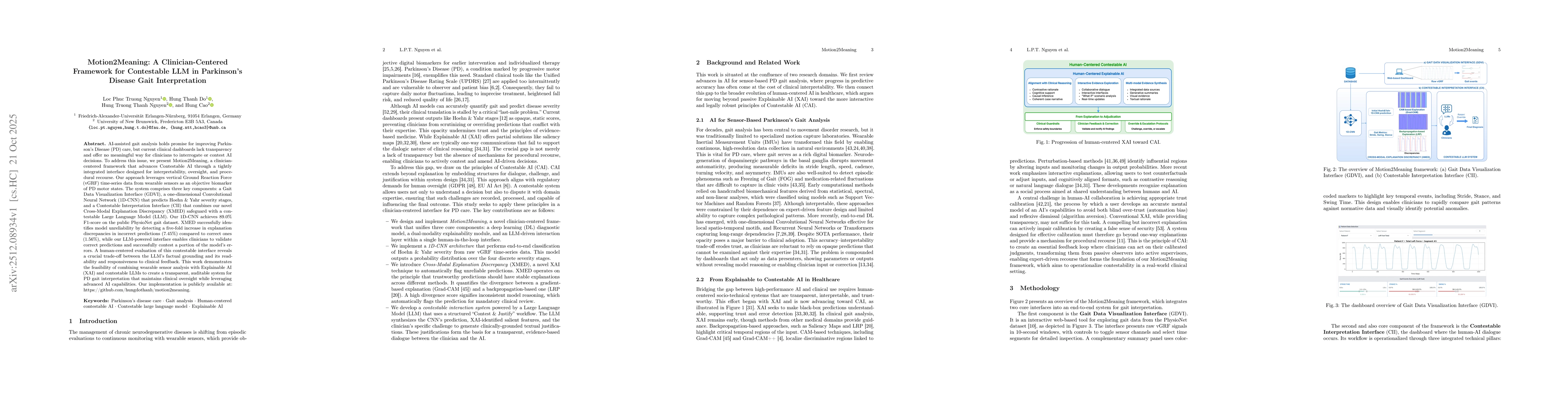 Thumbnail for Motion2Meaning: A Clinician-Centered Framework for Contestable LLM in Parkinson's Disease Gait Interpretation