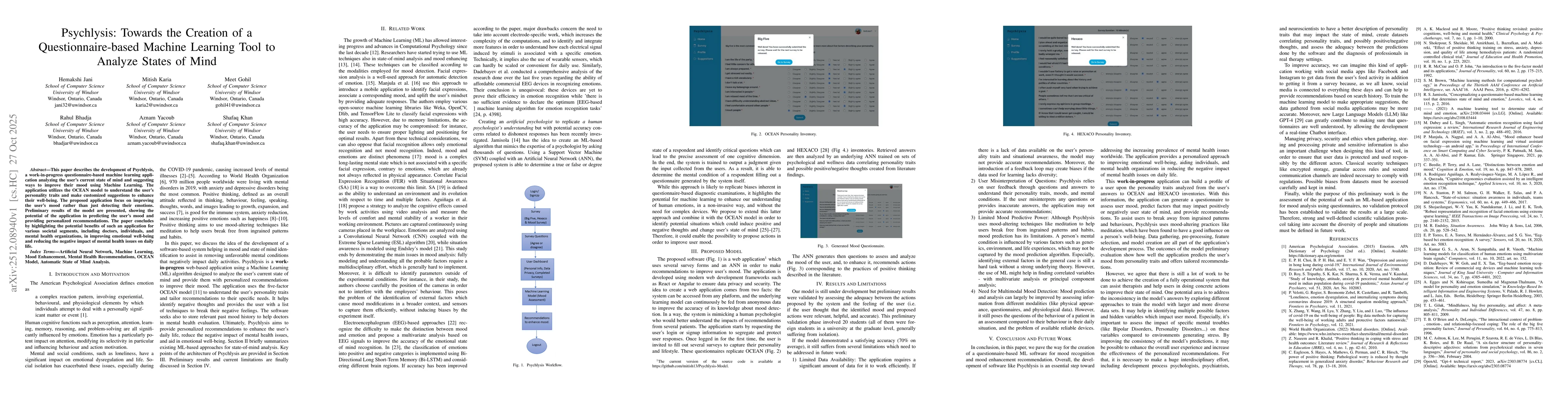 Thumbnail for Psychlysis: Towards the Creation of a Questionnaire-based Machine Learning Tool to Analyze States of Mind