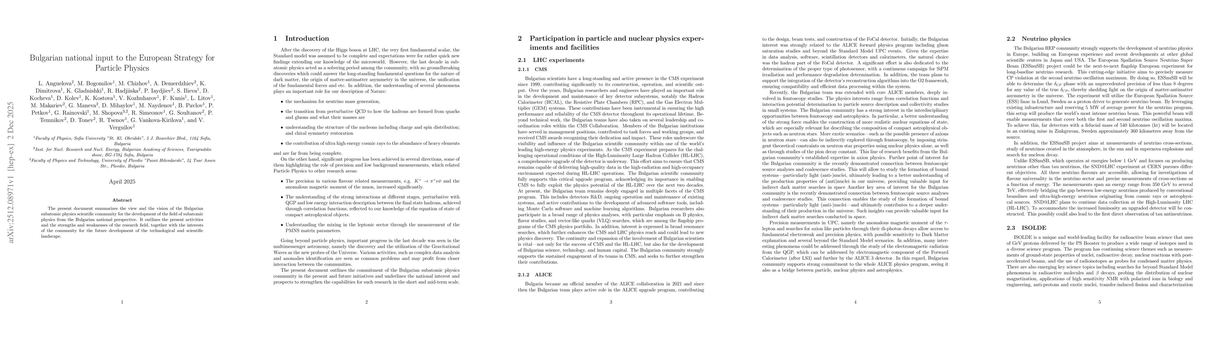 Thumbnail for Bulgarian national input to the European Strategy for Particle Physics