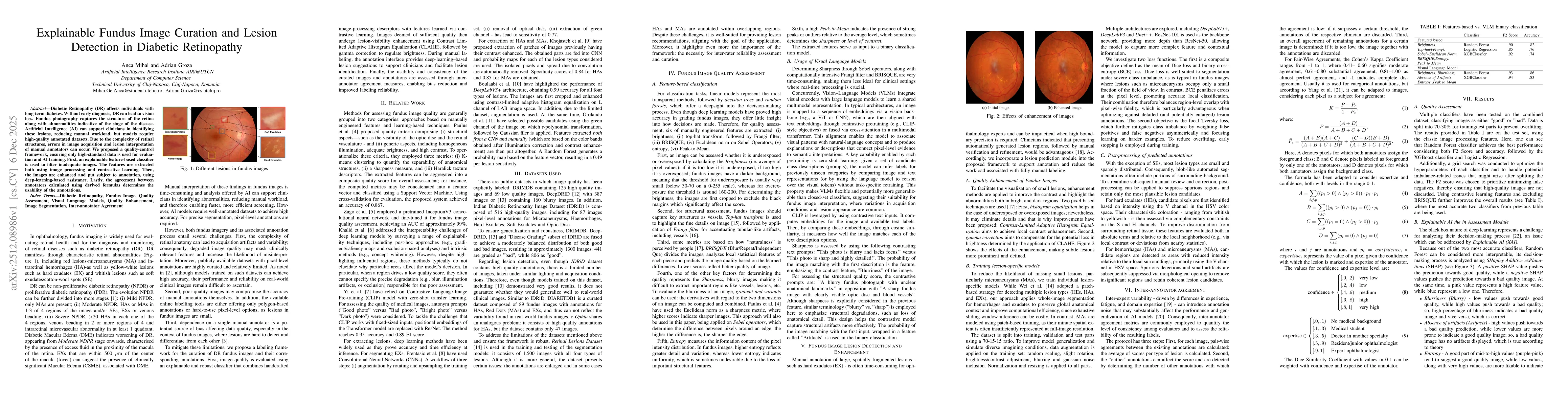 Thumbnail for Explainable Fundus Image Curation and Lesion Detection in Diabetic Retinopathy