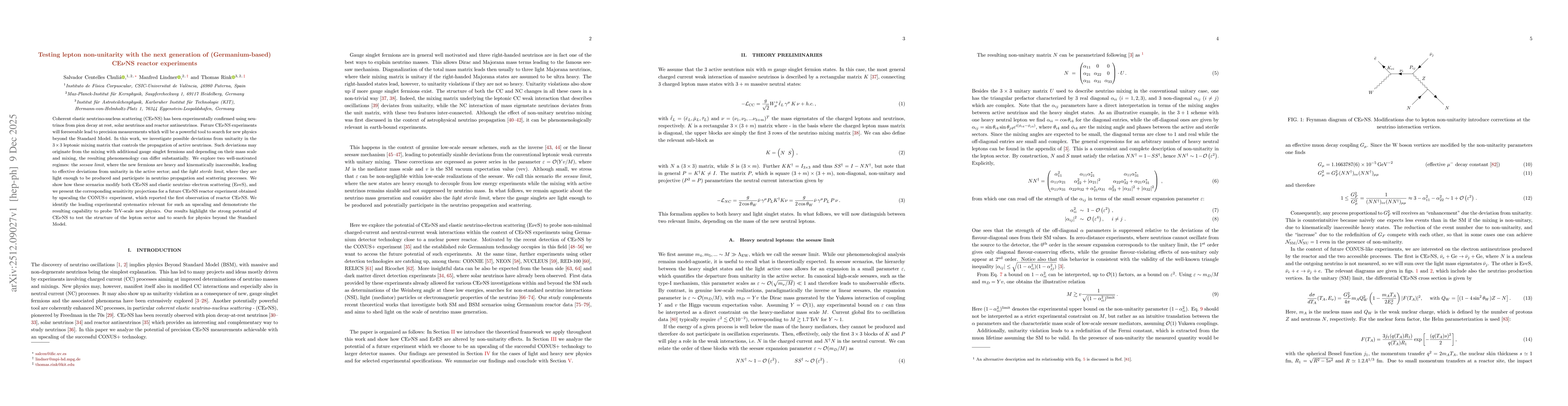 Thumbnail for Testing lepton non-unitarity with the next generation of (Germanium-based) CE$ν$NS reactor experiments