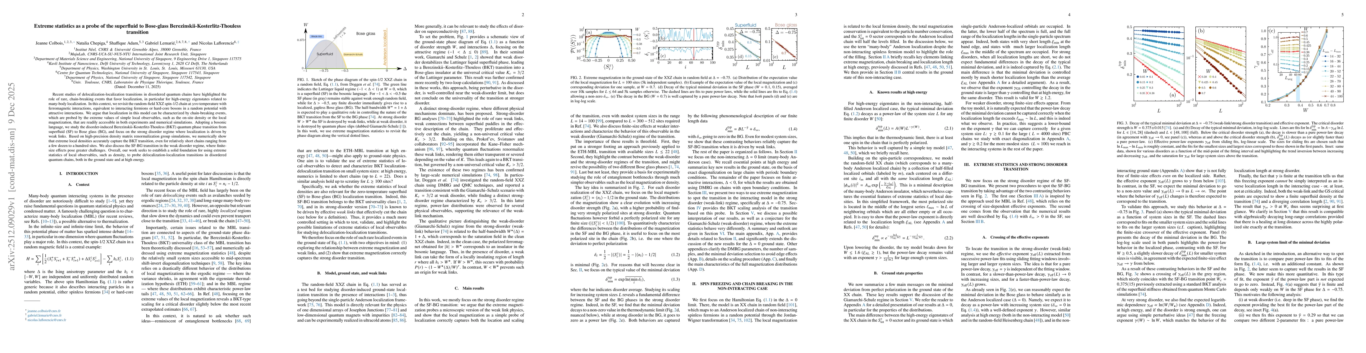 Thumbnail for Extreme statistics as a probe of the superfluid to Bose-glass Berezinskii-Kosterlitz-Thouless transition