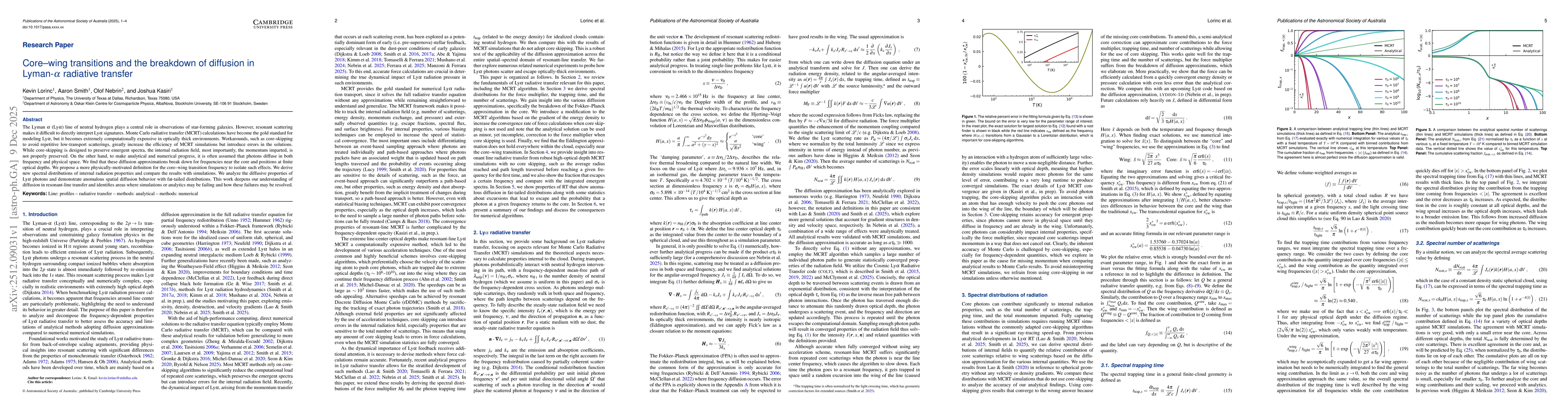 Thumbnail for Core-wing transitions and the breakdown of diffusion in Lyman-$α$ radiative transfer