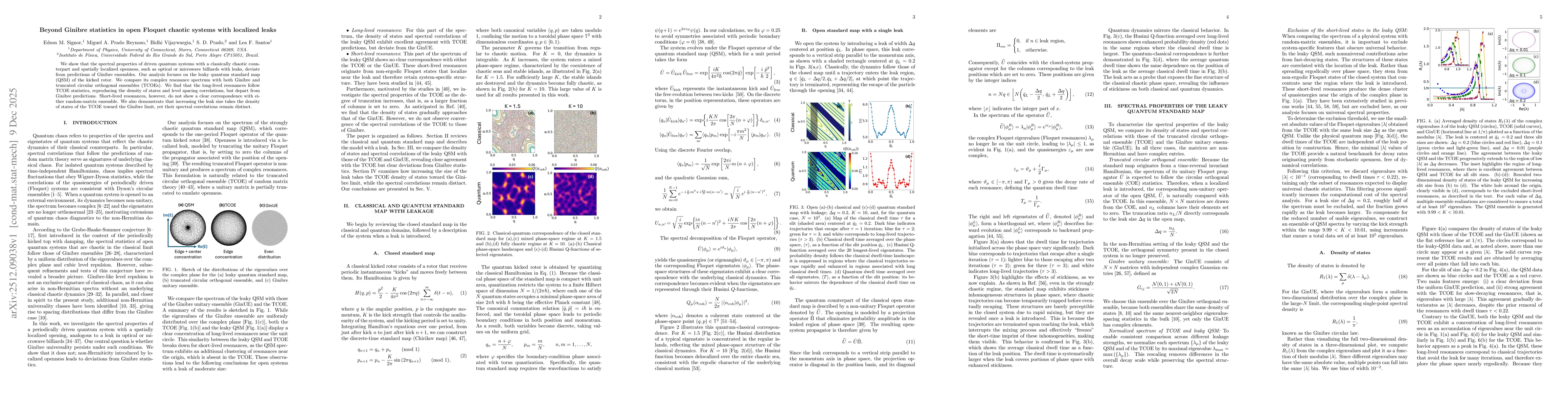 Thumbnail for Beyond Ginibre statistics in open Floquet chaotic systems with localized leaks
