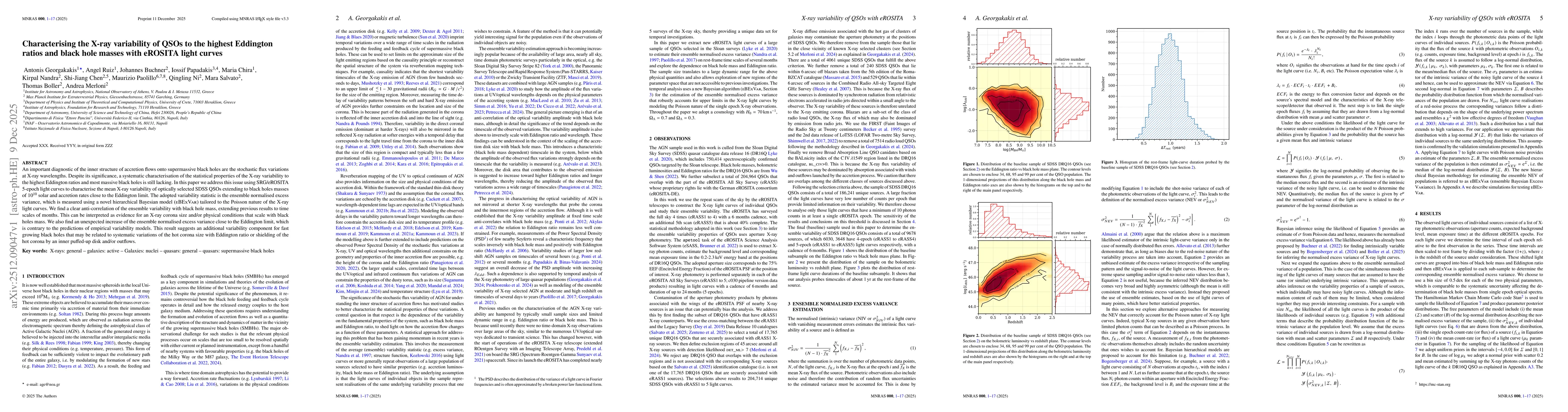 Thumbnail for Characterising the X-ray variability of QSOs to the highest Eddington ratios and black hole masses with eROSITA light curves